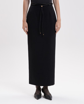 Agnona Black wool skirt with belt TG1007XUW022