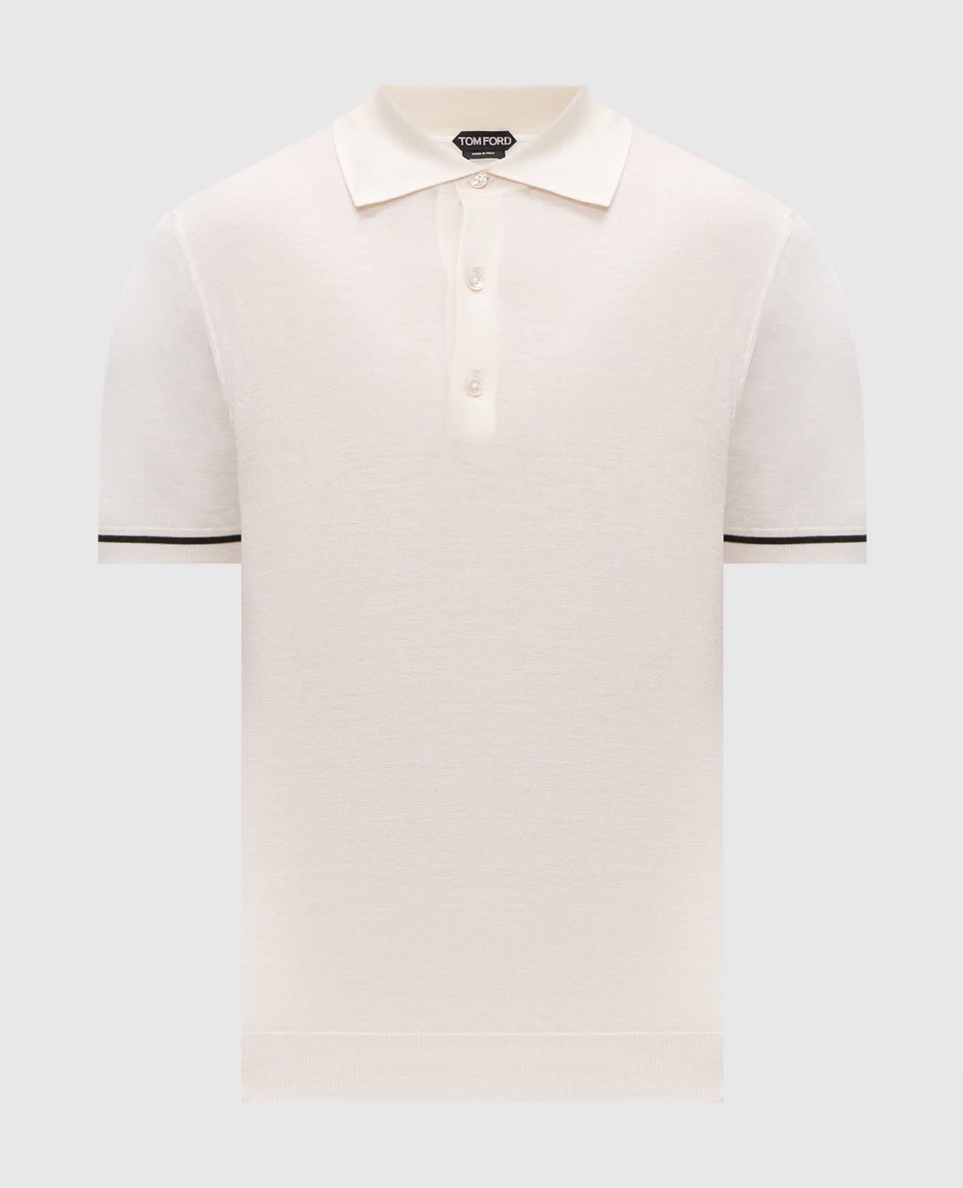 White cashmere and silk polo shirt