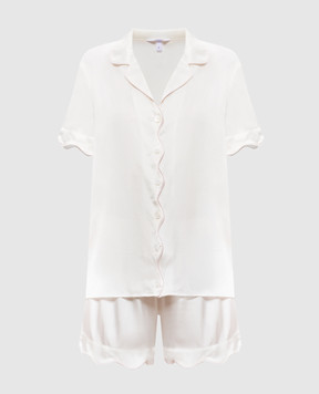 Dore & Rose Ivory silk pajamas SCALLOPSILKSHORTSET