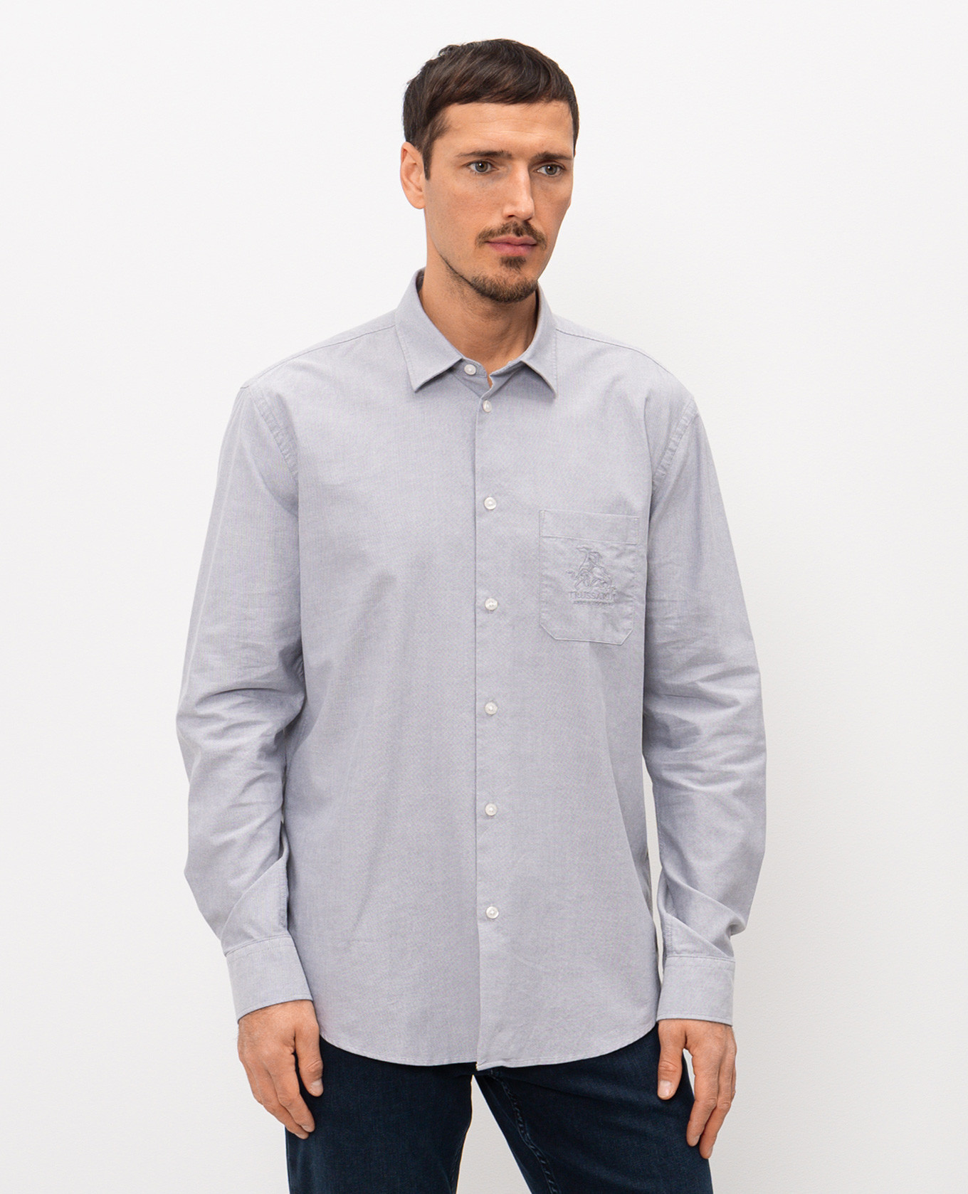Gray shirt with logo embroidery Trussardi 3