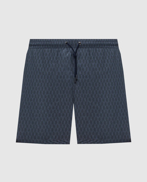 Canali Blue swim shorts with branded print UA0010193024