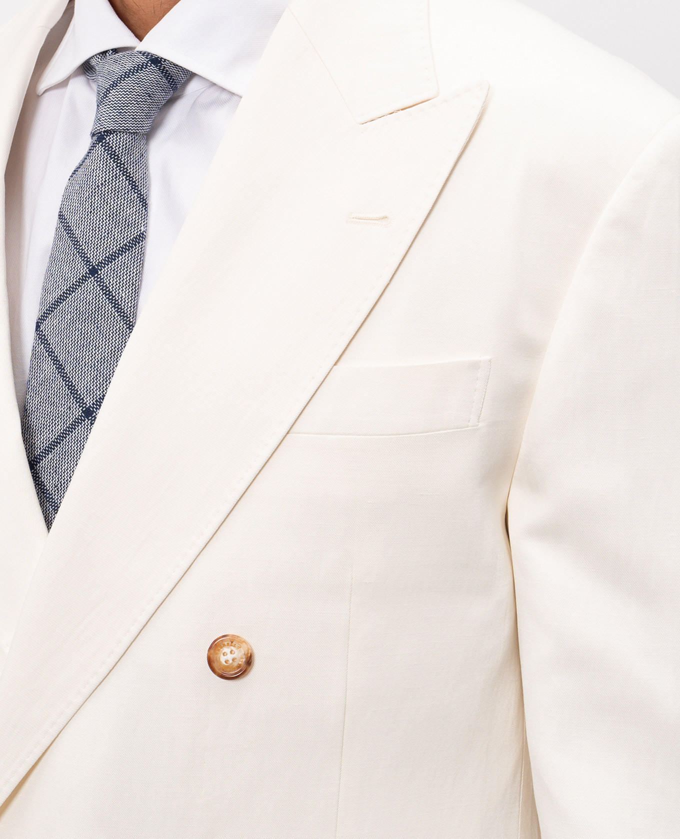 Ivory silk and linen double-breasted jacket Brunello Cucinelli 5
