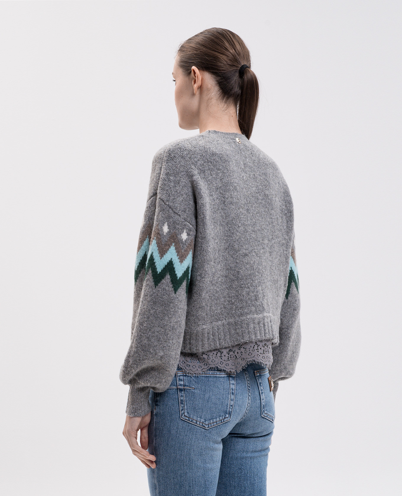 Gray sweater with a pattern Twinset 4