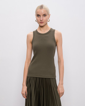 JOSEPH Khaki Yeux ribbed top JF009683