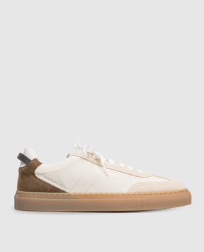 Brunello Cucinelli Beige combination sneakers with a monil chain MZSFG3197