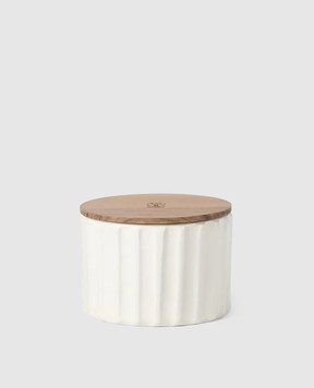 Brunello Cucinelli White scented candle in a ceramic candle holder MLCANDRV1
