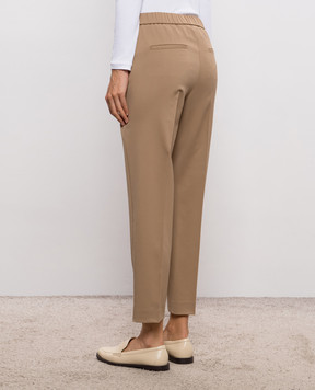 Peserico Brown wool pants with monil chain P0467803464