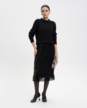 Jil Sander Black skirt with fringe J03MA0268J20232
