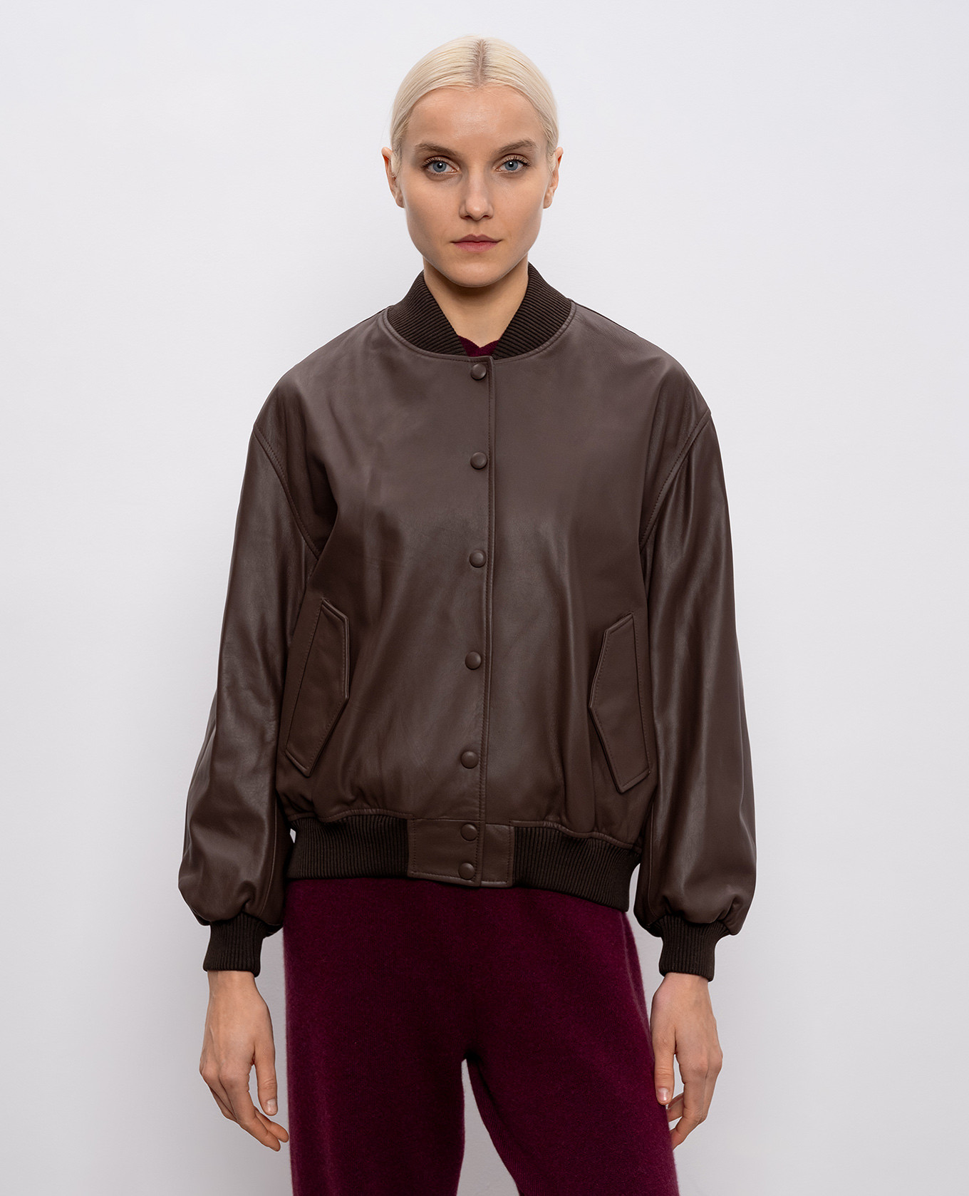 

Livia brown leather bomber jacket Simonetta Ravizza