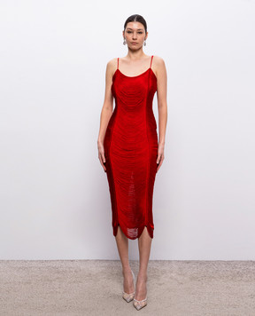 Nissa Red dress with fringe RRS15012