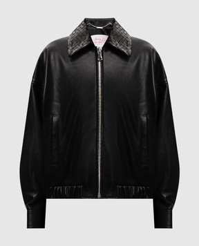 Babe Pay Pls Black leather jacket with braiding 2627ЗМ