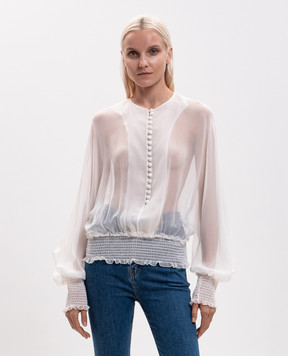 Balmain White silk blouse HF1HR156SB03