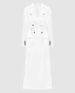 Masnada White double-breasted extended jacket with frame 8050