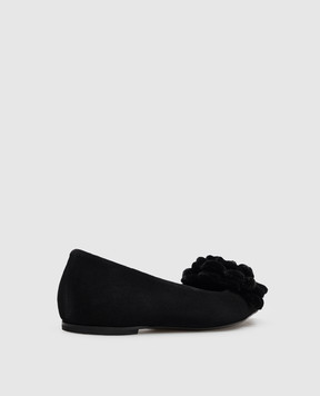 AGL Fergy black suede ballet flats with applique FERGYROSE