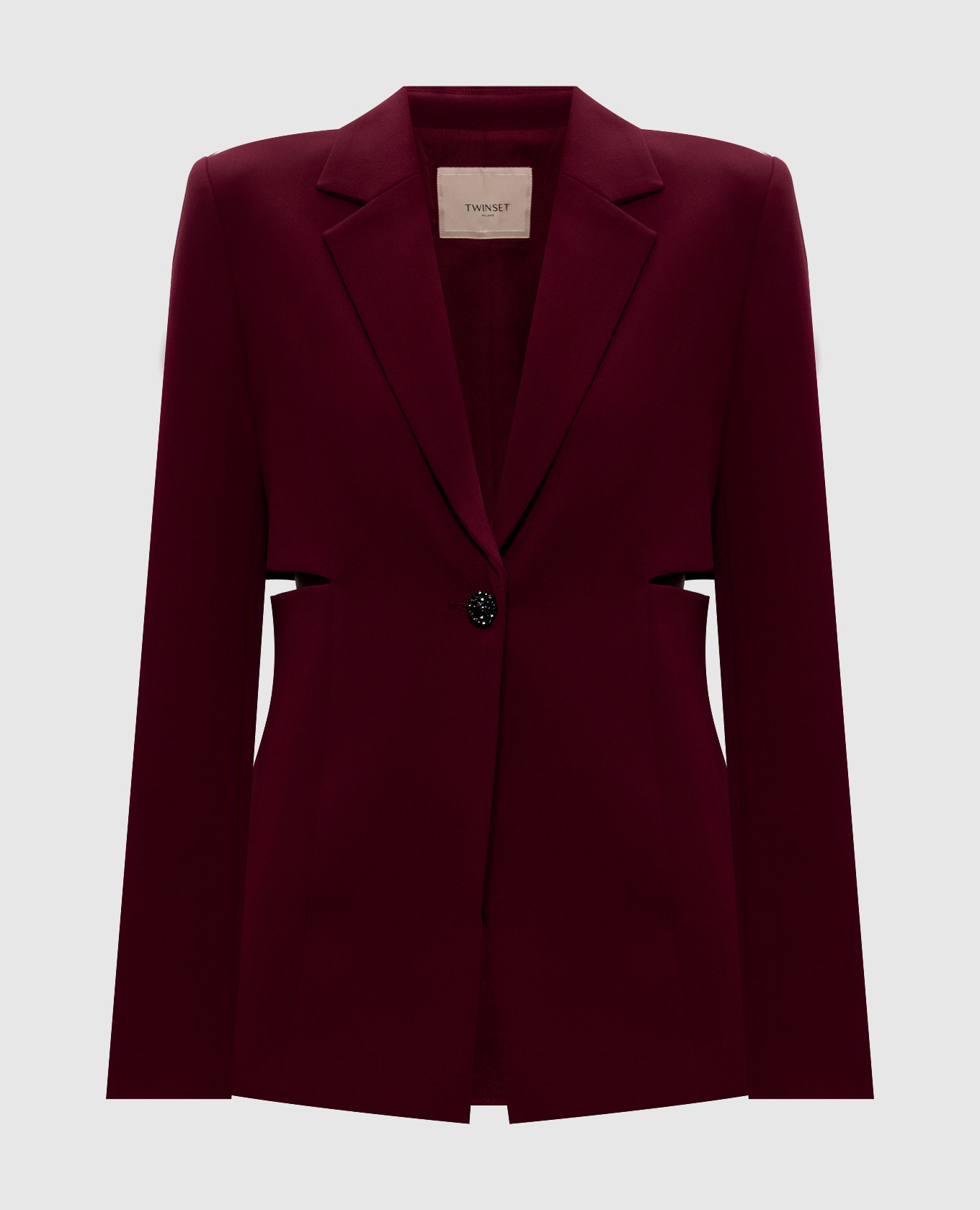 Burgundy jacket with figure-hugging necklines