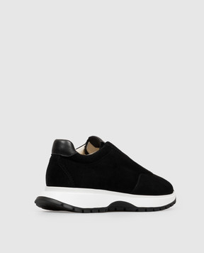 Doucal's Black suede sneakers with monil chain DD8937LYSAPF878