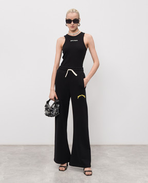 Palm Angels Black ribbed tank top PWAC024S26JER001