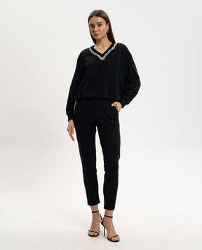Twinset Black sweatpants with crystals 261LL2BCC
