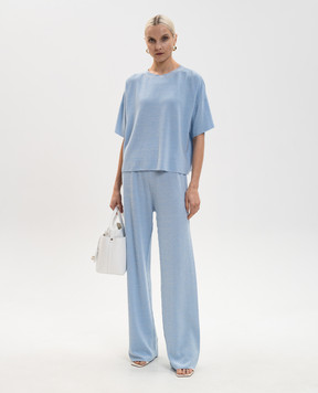Fabiana Filippi Blue T-shirt with lurex MAD276F485M220