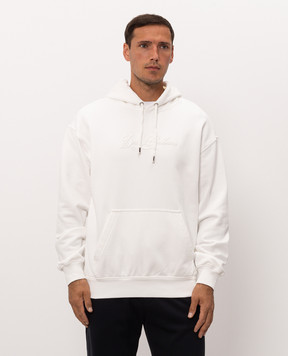Dolce&Gabbana White hoodie with logo embroidery G9ZU0ZG7P9M