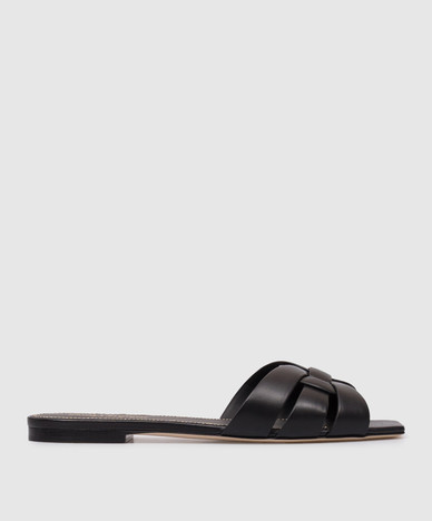 TRIBUTE Flip-Flops aus schwarzem Leder