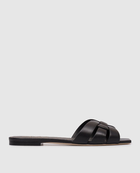 Saint Laurent TRIBUTE black leather flip-flops 571952BDA00