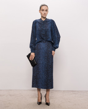Twinset Blue blouse with reptile print 262TT2602