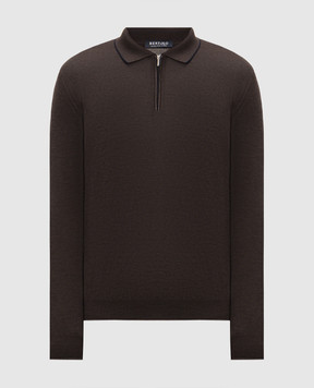 Bertolo Cashmere Brown wool and silk zip-up polo shirt 902636002587