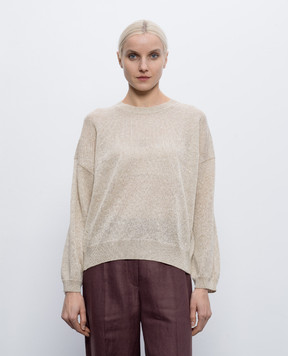 Brunello Cucinelli Beige linen jumper with sequins MDT746410