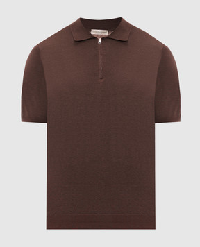 Cashmere&Whiskey Brown silk and linen polo shirt MU9892314520R