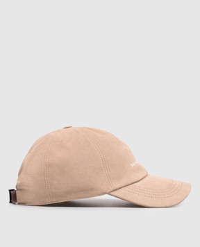 Brunello Cucinelli Beige suede cap with embroidered emblem MPCLF9850