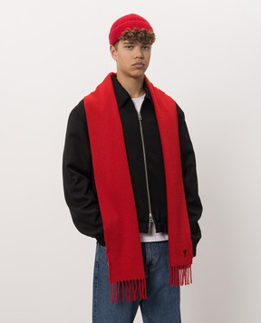 Ami Paris Red wool beanie hat UBO010AK0005
