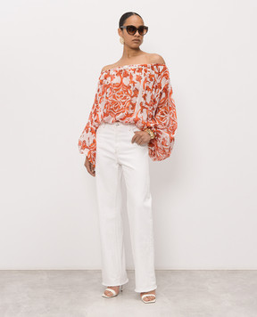 Dolce&Gabbana White silk blouse with branded print F72G7TGDDRH