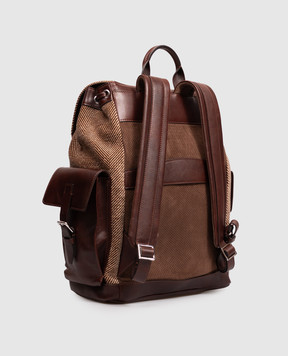 Brunello Cucinelli Brown City patterned combination backpack MBROBU356