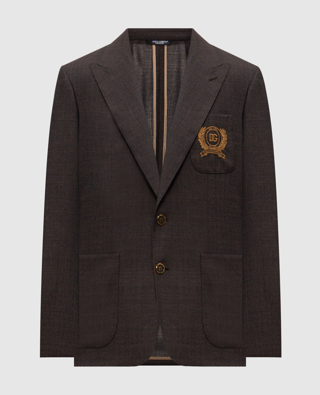 

Brown wool blazer with embroidered monogram logo Dolce&Gabbana