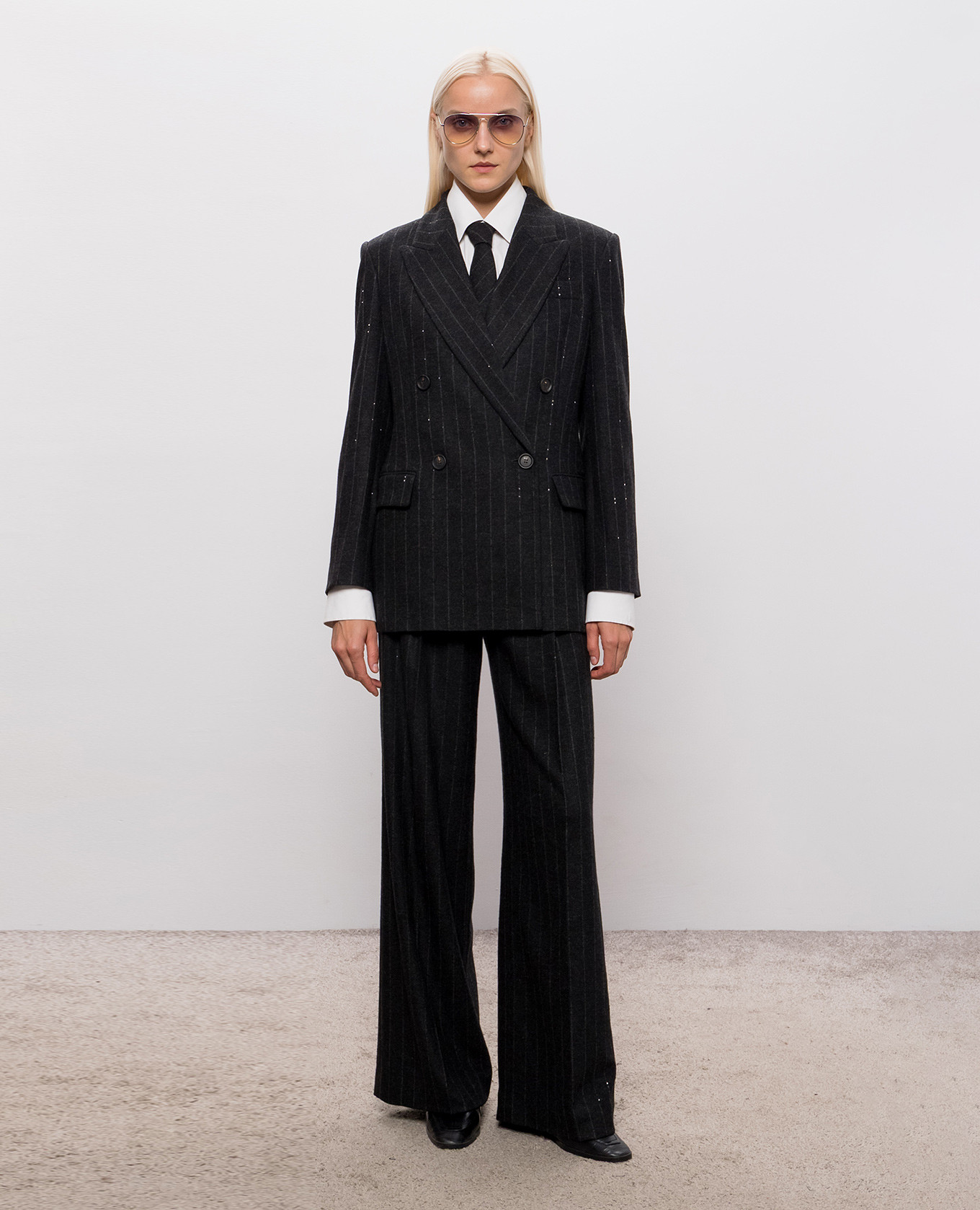 Dark gray striped wool jacket Brunello Cucinelli 2