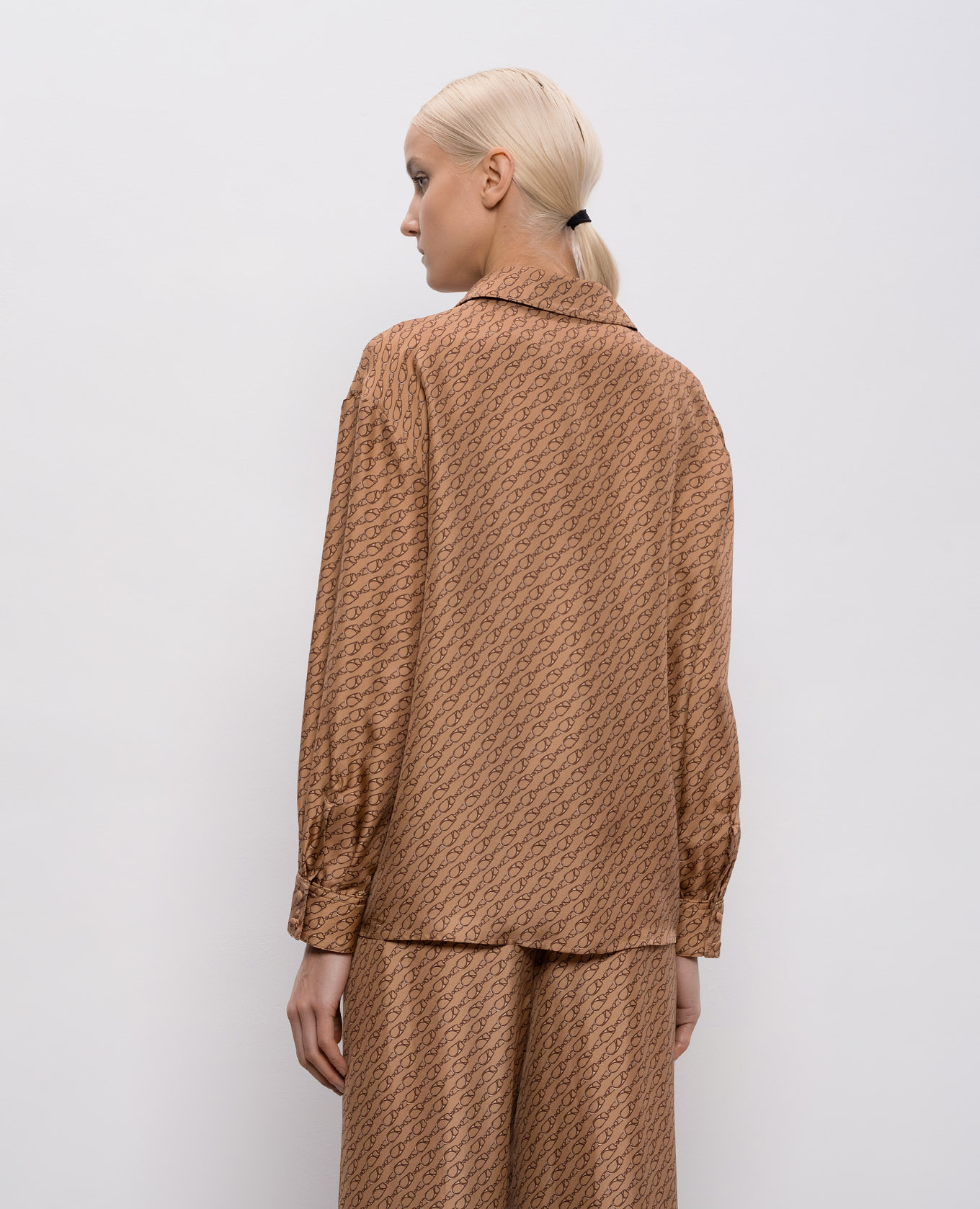 

Brown silk blouse with branded print Herno