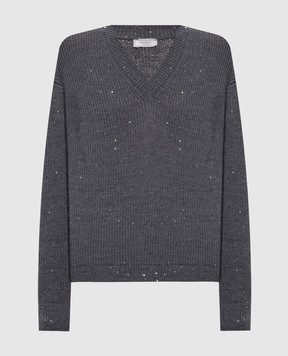 Peserico Gray pullover with sequins A99233F0709336