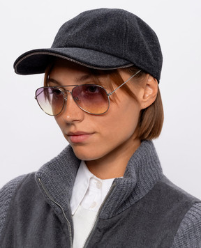 Peserico Gray wool and cashmere cap A36226C003358