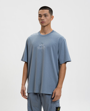 Stone Island Blue T-shirt with logo print L1S152100001S0285