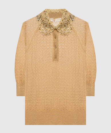 Beige polo with lurex