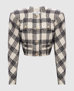 Vetements Ivory checked cropped jacket WH27JA025WC