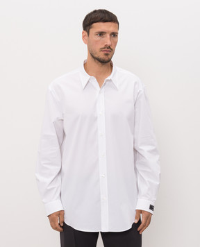 Balmain White shirt with logo patch HH1HS555CG72