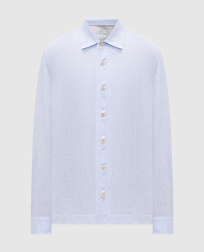 Brunello Cucinelli Blue shirt with hemp and linen MA6780618