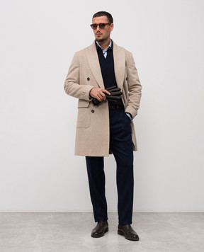 Pini Parma Blue wool and cashmere sweater POLORIBBLUE