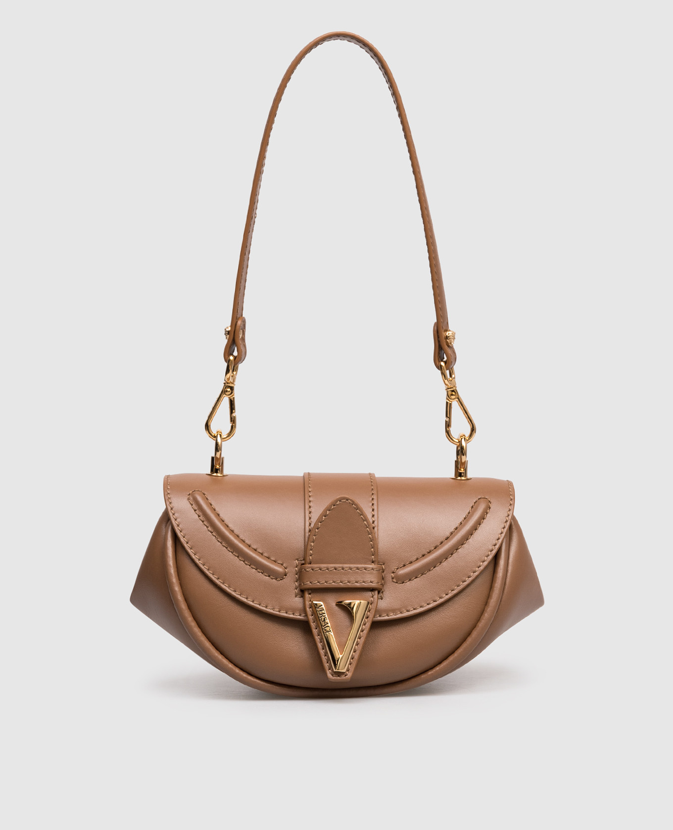 

Virtus brown leather saddle bag Versace