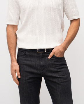 Canali Leather reversible belt with logo KA0052850C