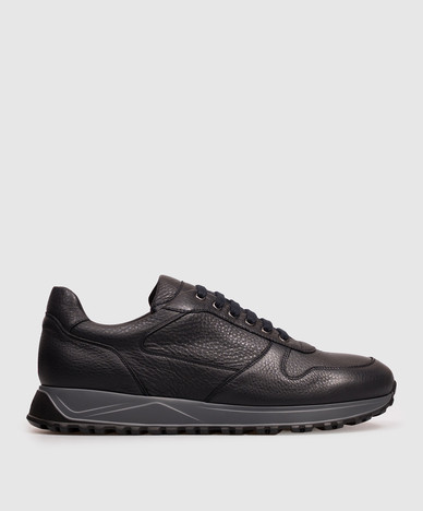Blue leather sneakers with embossed logo