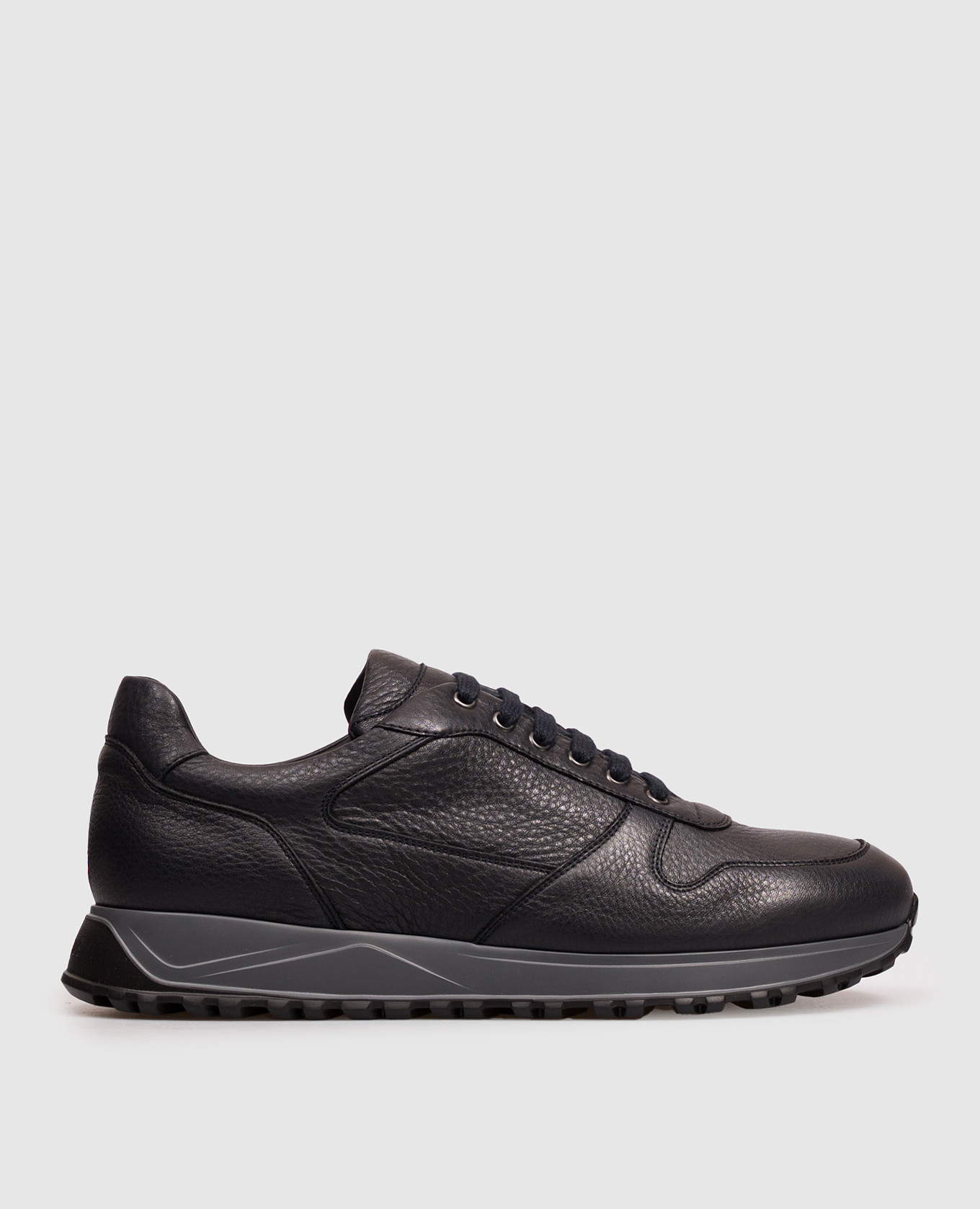 Blue leather sneakers with embossed logo