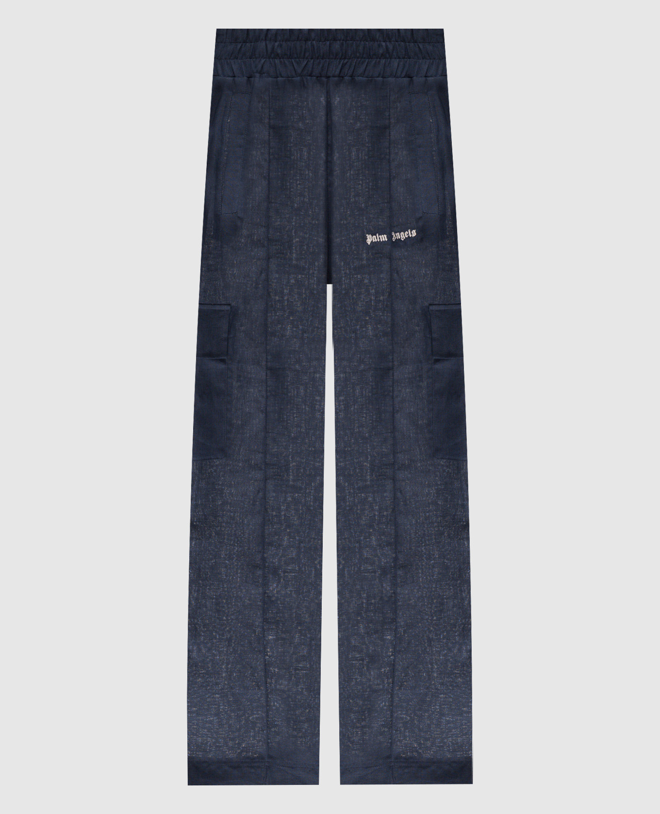 Pantalon cargo en lin bleu